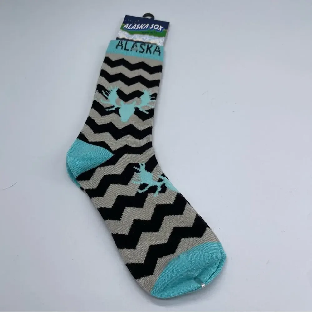NWT Alaska Chevron and Moose Socks. Size 8-11 Women